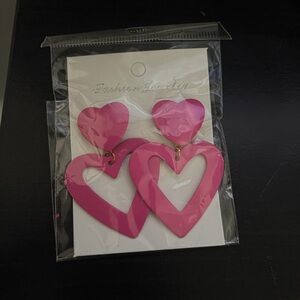 Pink Heart Drop Earrings